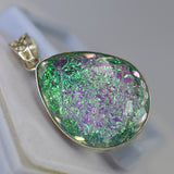 Lab Created Ammolite 87.80 Ct Pear Cut CERTIFIED Gemstone Pendant Free Delivery