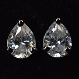 A+ CERTIFIED Synthetic White Moissanite Pear Cut 10.8 Ct Gemstone Earring Pair