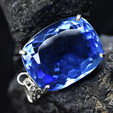 925 Sterling Silver Pendant 113 Ct Cushion Cut Natural Blue Topaz Gift For Dad