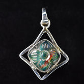 A+ CERTIFIED Natural Ammolite 22 Ct Square Cushion 925 Sterling Silver Pendant