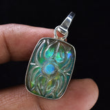 925 Sterling Silver CERTIFIED Natural Opal 31 Ct Beautiful Cushion Gems Pendant