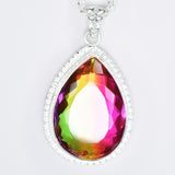 Brazilian Certified Bi-Color Tourmaline 115 Ct Pear Cut Gems Pendant Lab Created