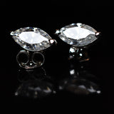 925 Starling Silver 10.5 Ct Synthetic Moissanite CERTIFIED Marquise Earring Pair