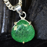 Beautiful Natural Emerald 41 Ct 925 Starling Silver CERTIFIED Pear Gems Pendant