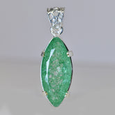 CERTIFIED 925 Sterling Silver 40 Ct Natural Green Emerald Marquise Gems Pendant