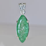 CERTIFIED 925 Sterling Silver 40 Ct Natural Green Emerald Marquise Gems Pendant