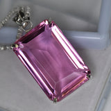 A++ Certified Emerald Cut 132.90 Ct Lab Created Pink Sapphire Pendant Gemstone
