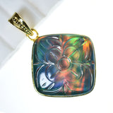Multicolor 37.55Ct Natural Opal CERTIFIED 18K Gold Plated Square Cushion Pendant