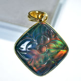 Multicolor 37.55Ct Natural Opal CERTIFIED 18K Gold Plated Square Cushion Pendant