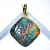 Multicolor 37.55Ct Natural Opal CERTIFIED 18K Gold Plated Square Cushion Pendant
