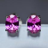 CERTIFIED Natural Pink Ruby Oval Gems Earring Pair 8.40 Ct 925 Sterling Silver