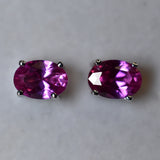 CERTIFIED Natural Pink Ruby Oval Gems Earring Pair 8.40 Ct 925 Sterling Silver
