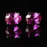 CERTIFIED Natural Pink Ruby Oval Gems Earring Pair 8.40 Ct 925 Sterling Silver