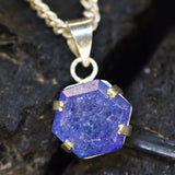925 Starling Silver CERTIFIED Natural Purple Fancy 30 Ct Tanzanite Gems Pendant