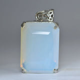 CERTIFIED 100 Ct Natural Multicolor Opal 925 Sterling Silver Emerald Pendant