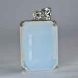 CERTIFIED 100 Ct Natural Multicolor Opal 925 Sterling Silver Emerald Pendant