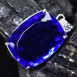 Certified 925 Sterling Silver 138 Ct Lab Created Blue Sapphire Gemstone Pendant