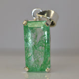 A+ CERTIFIED 45 Ct Natural Green Emerald 925 Sterling Silver Emerald Cut Pendant