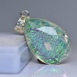 Monarch Bi-Color Opal 70.50 Ct Certified Lab Created 925 Sterling Silver Pendant