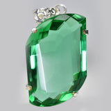Colombian Green Emerald 105Ct Lab Created 925 Sterling Silver Fancy Gems Pendant