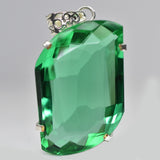 Colombian Green Emerald 105Ct Lab Created 925 Sterling Silver Fancy Gems Pendant
