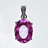 29.55 Ct NATURAL Pink Sapphire 925 CERTIFIED Sterling Silver Oval Shape Pendant