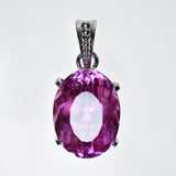 29.55 Ct NATURAL Pink Sapphire 925 CERTIFIED Sterling Silver Oval Shape Pendant
