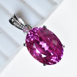 29.55 Ct NATURAL Pink Sapphire 925 CERTIFIED Sterling Silver Oval Shape Pendant