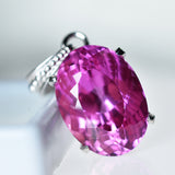 29.55 Ct NATURAL Pink Sapphire 925 CERTIFIED Sterling Silver Oval Shape Pendant