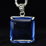 Brazilian Certified NATURAL Topaz 108 Ct Square 925 Starling Silver Pendant Gems