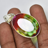 Lab Created Tourmaline 67 Ct 925 Sterling Silver Oval Cut Rare Gemstone Pendant