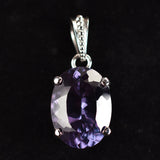 925 Sterling Silver CERTIFIED 25.80 Ct Natural Alex Color Change Oval Pendant