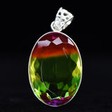 Lab Created Tourmaline 67 Ct 925 Sterling Silver Oval Cut Rare Gemstone Pendant