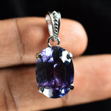 925 Sterling Silver CERTIFIED 25.80 Ct Natural Alex Color Change Oval Pendant