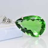 A+ Certified Green Emerald 78.85 Ct Lab Created Pear Gemstone Pendant Jewelry