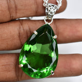 A+ Certified Green Emerald 78.85 Ct Lab Created Pear Gemstone Pendant Jewelry
