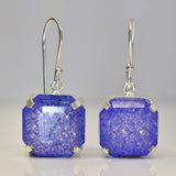 925 Sterling Silver Earring 77 Ct Purple Tanzanite Natural Square Certified Gems