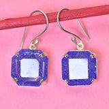 925 Sterling Silver Earring 77 Ct Purple Tanzanite Natural Square Certified Gems