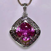 925 Sterling Silver Pink Tourmaline Natural Pendant 35 Ct Gemstone CERTIFIED