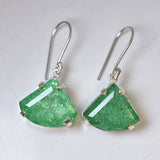 Natural Fancy Earring 925 Sterling Silver 72.30 Ct Green Emerald Gems Certified
