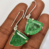Natural Fancy Earring 925 Sterling Silver 72.30 Ct Green Emerald Gems Certified