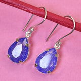 Purple Tanzanite Earring 44 Ct Natural Pear 925 Sterling Silver Gems CERTIFIED