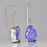 Purple Tanzanite Earring 44 Ct Natural Pear 925 Sterling Silver Gems CERTIFIED