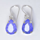 Purple Tanzanite Earring 44 Ct Natural Pear 925 Sterling Silver Gems CERTIFIED