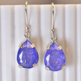 Purple Tanzanite Earring 44 Ct Natural Pear 925 Sterling Silver Gems CERTIFIED