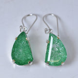 CERTIFIED Fancy Natural Green Emerald 925 Sterling Silver Stone 68 Ct Earring