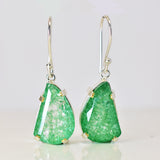 CERTIFIED Fancy Natural Green Emerald 925 Sterling Silver Stone 68 Ct Earring