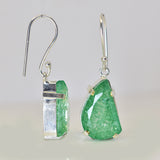 CERTIFIED Fancy Natural Green Emerald 925 Sterling Silver Stone 68 Ct Earring