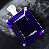 CERTIFIED Silver Pendant 170.15 Ct Lab Created Emerald Blue Tanzanite Gemstone