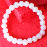 77.40 Ct Certified Milky White & Blue Opalite Bracelet 24 Round Beads Party Wear